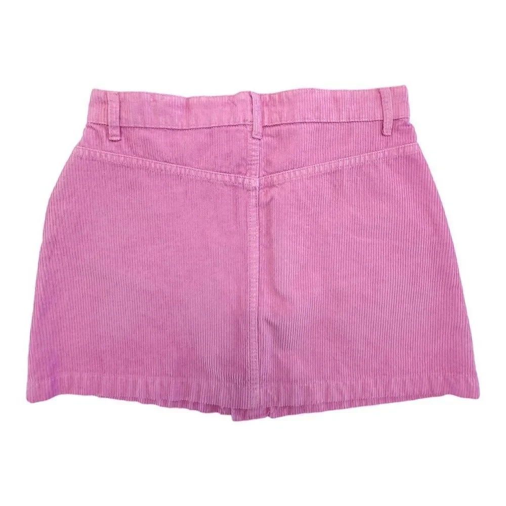NWT FREE PEOPLE‎ Pink Frosting Button-Down Mini Skirt Size 8 Corduroy Pockets